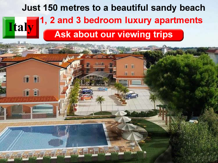 Apartments with pool at 450 meters from sandy beach.